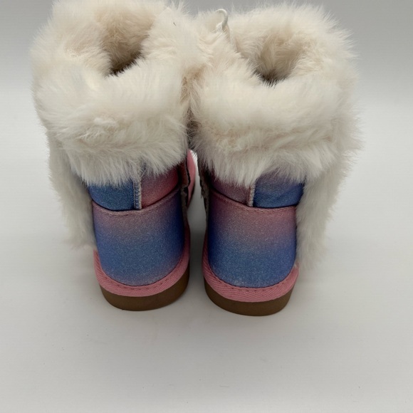 NWT K KomForme Kid's Boots Warm Fur Lined With Ribbon Pink blue shimmer Winter - Picture 2 of 6